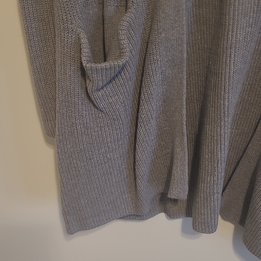 GAP Light Gray Open-Front Ribbed Cardigan with Pockets - Picture 6 of 12